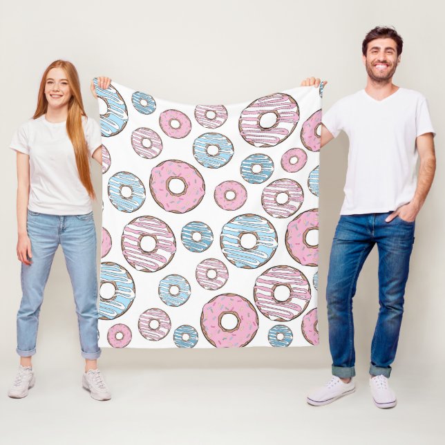 Couverture Polaire Motif De Donuts, Donuts Roses, Donuts Bleus (En situation)