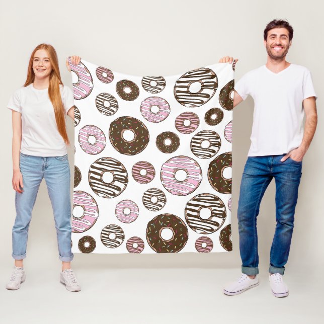 Couverture Polaire Motif De Donuts, Donuts Roses, Donuts Brown (En situation)