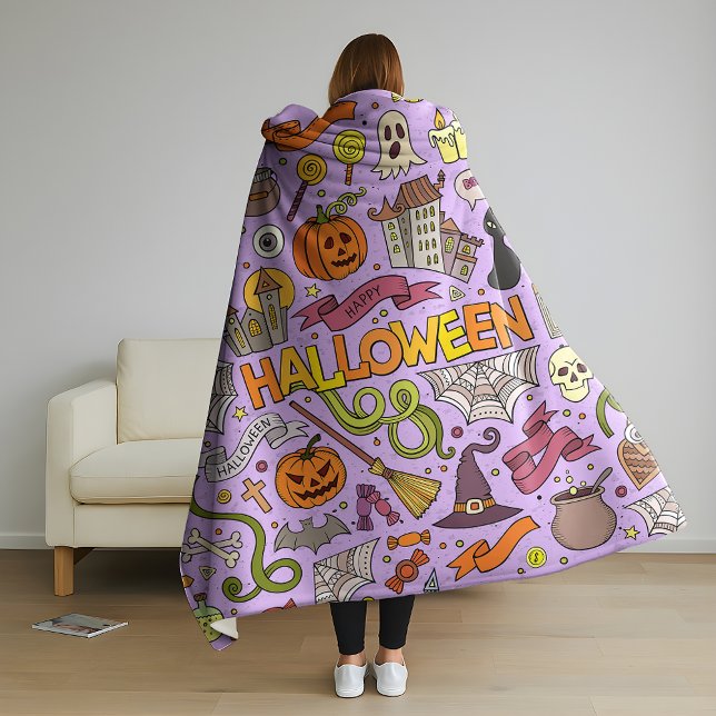 Couverture Polaire Motif de doodle Halloween mignon (Créateur téléchargé)