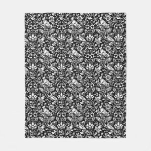 Couverture Polaire Motif de faisan et lièvre, noir et blanc