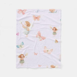 Couverture Polaire Motif de fée pastel Design de nurserie papillon mi