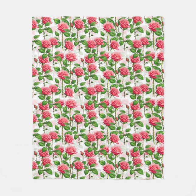 Couverture Polaire Motif de feuillage floral rose (Devant)