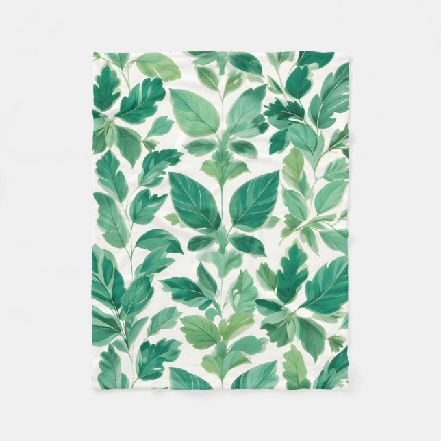 Couverture Polaire Motif de feuillage vert luxuriant (Devant)