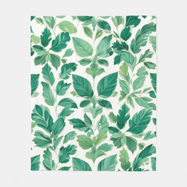 Couverture Polaire Motif de feuillage vert luxuriant (Devant)