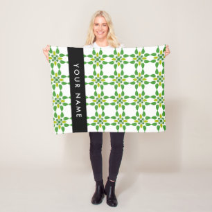 Couverture Polaire Motif de feuille, feuilles vertes, votre nom