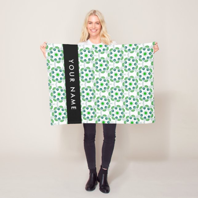 Couverture Polaire Motif de feuille, feuilles vertes, votre nom (En situation)