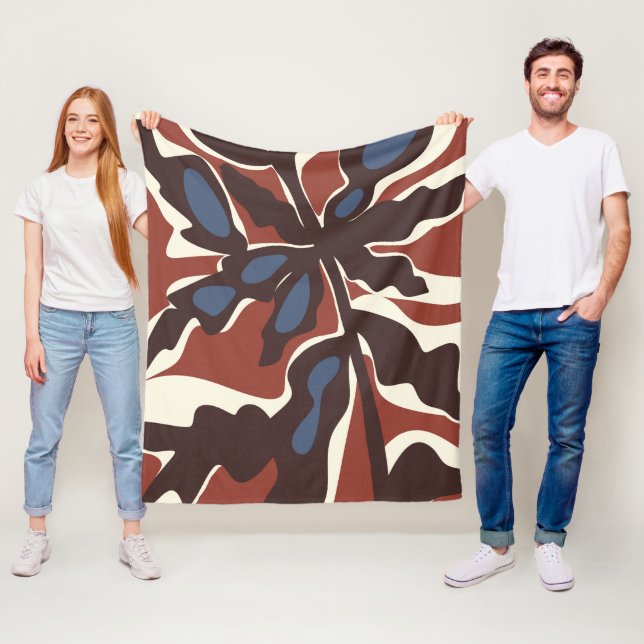 Couverture Polaire Motif de feuille rétro abstrait  (En situation)