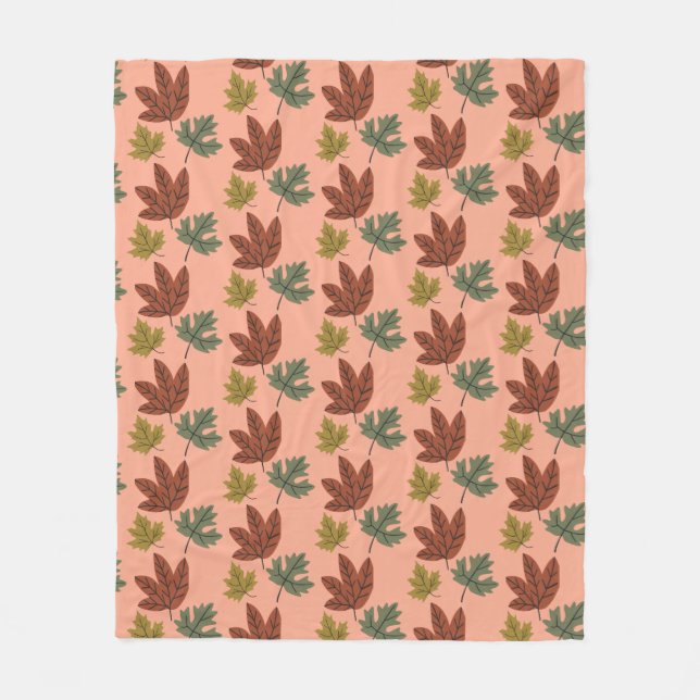Couverture Polaire Motif de feuilles d'automne par temps froid (Devant)