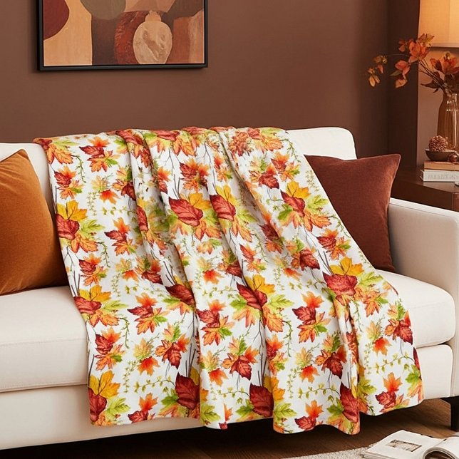 Couverture Polaire Motif de feuilles d'érable d'automne (Créateur téléchargé)