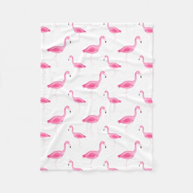 Couverture Polaire Motif de Flamant rose d'aquarelle (Devant)