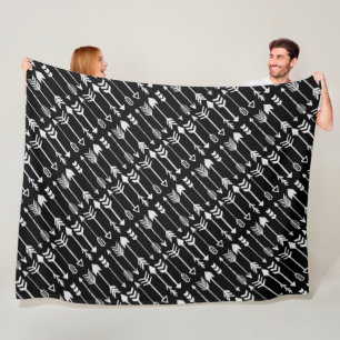 Couverture Polaire Motif de flèche noir et blanc Hipster