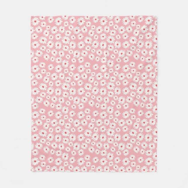 Couverture Polaire Motif de fleur de marguerite magenta rose (Devant)