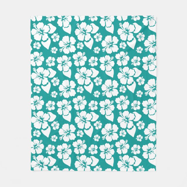 Couverture Polaire Motif de fleur hawaïen de ketmie (Devant)