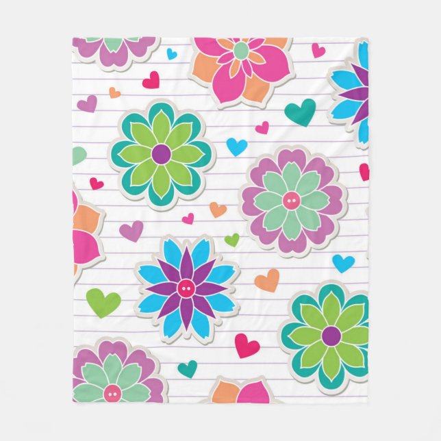 Couverture Polaire Motif de fleurs (Devant)