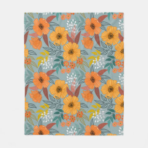 Couverture Polaire Motif de fleurs à main colorée