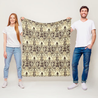 Couverture Polaire Motif de fleurs beige élégant vintage victorien