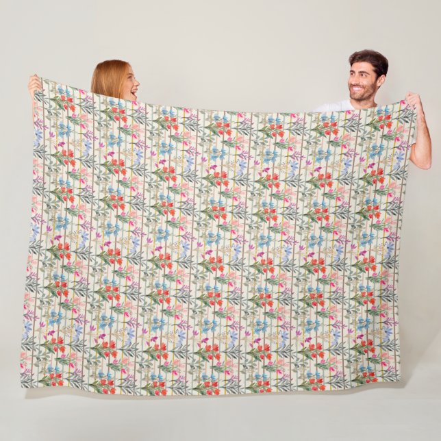 Couverture Polaire Motif de fleurs d'aquarelle moderne (En situation)