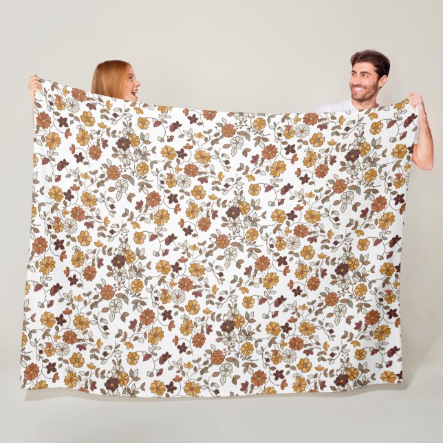 Couverture Polaire Motif de fleurs de Boho rétro (En situation)
