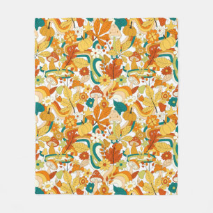Couverture Polaire Motif de fleurs de champignons Super rétro