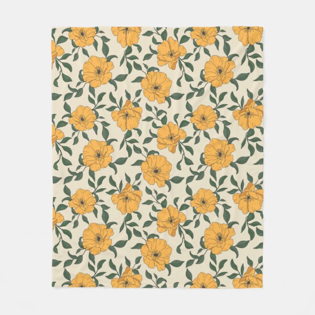 Couverture Polaire Motif de fleurs de crapaud orange (Devant)