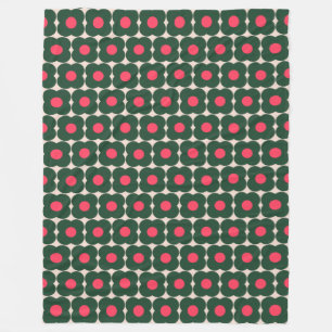 Couverture Polaire Motif de fleurs de pop rétro   Vert Noël