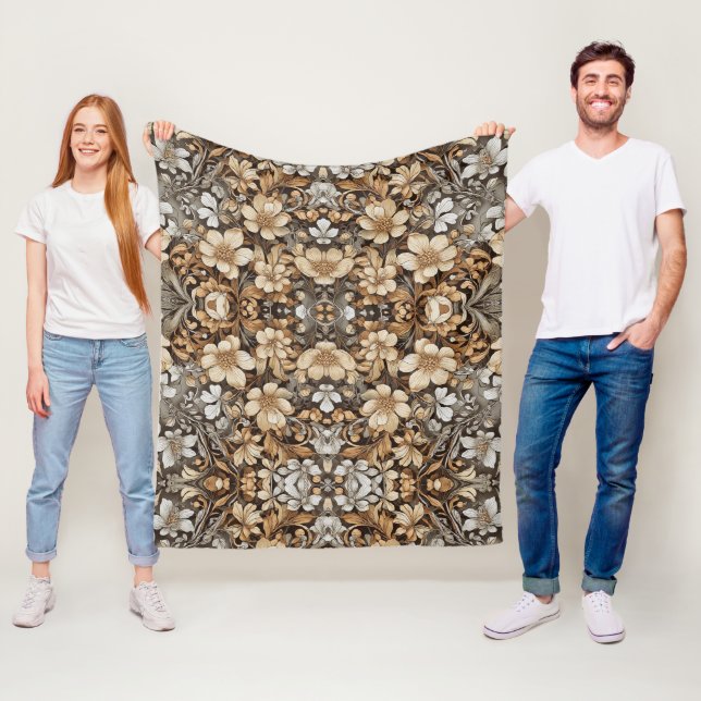 Couverture Polaire Motif de fleurs graphiques en couleurs douces Eleg (En situation)