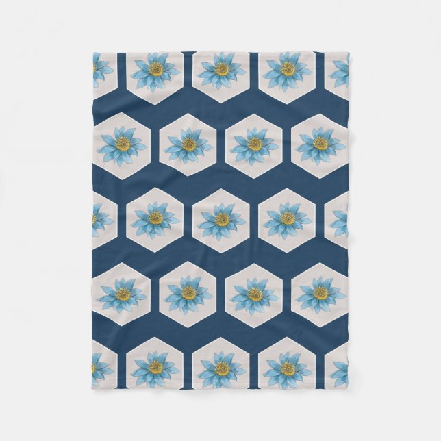 Couverture Polaire Motif de fleurs Lily géométrique japonais (Devant)