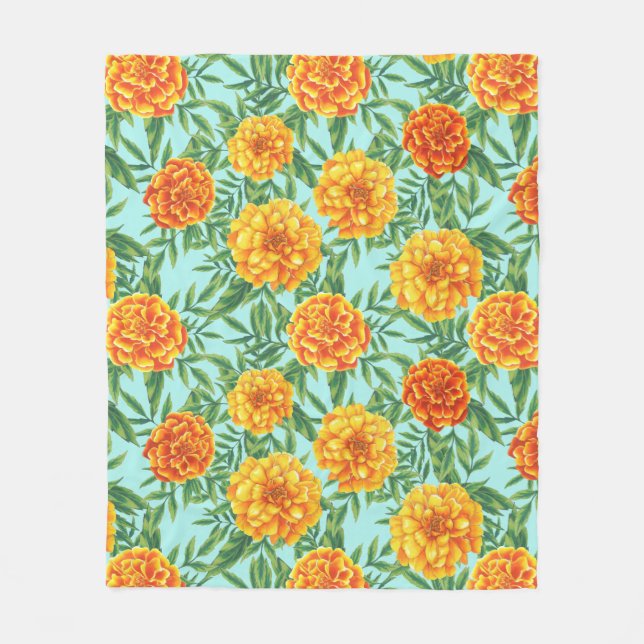Couverture Polaire Motif de fleurs Marigold (Devant)