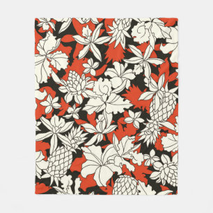 Couverture Polaire Motif de fleurs tropicales