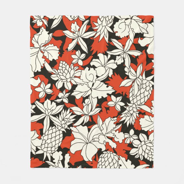 Couverture Polaire Motif de fleurs tropicales (Devant)