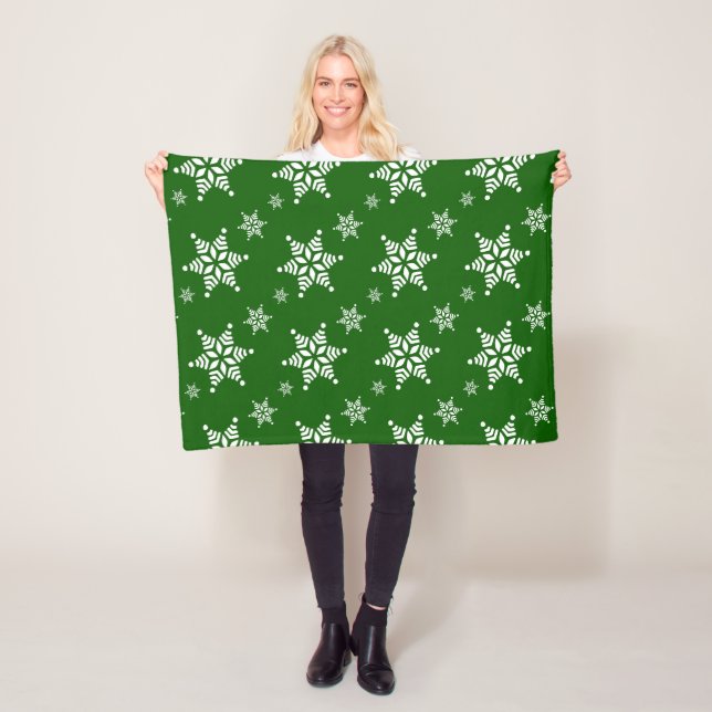 Couverture Polaire Motif de flocon de neige, Flakes blancs, Neige, Ve (En situation)