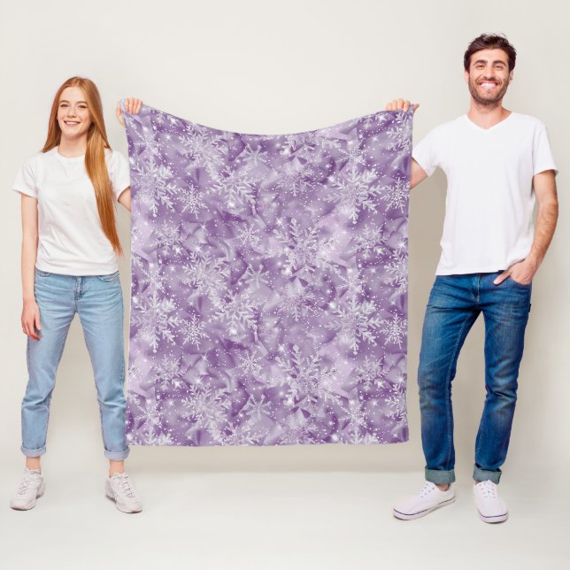 Couverture Polaire Motif de flocon de neige pourpre (En situation)