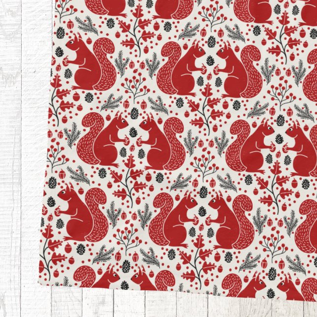 Couverture Polaire Motif de forêt boisée aux écureuils (Red squirrel woodland forest nature pattern cozy fleece blanket)