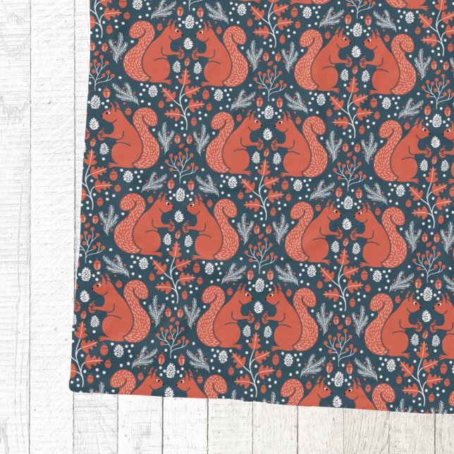 Couverture Polaire Motif de forêt boisée aux écureuils (Red squirrel woodland forest nature pattern cozy fleece blanket)