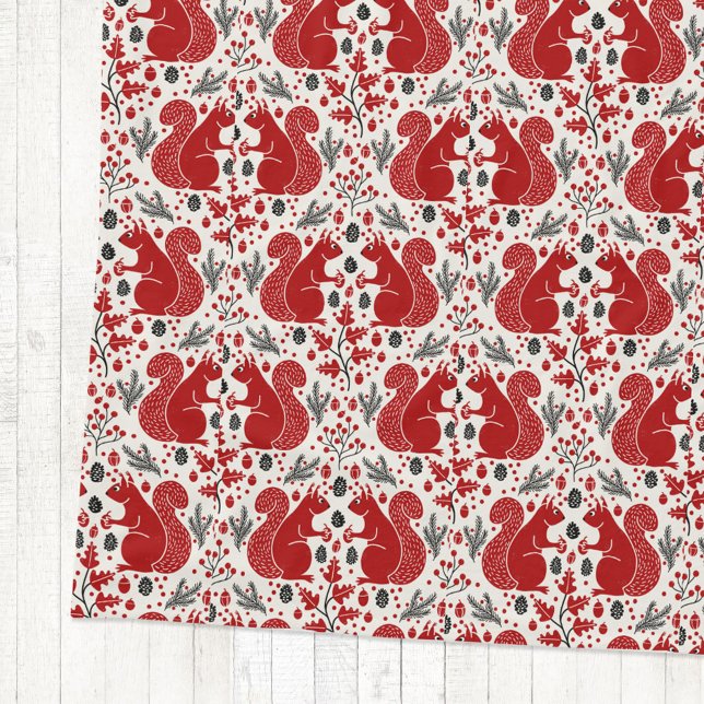 Couverture Polaire Motif de forêt d'écureuils (Red squirrel woodland forest nature pattern cozy fleece blanket)