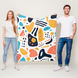 Couverture Polaire Motif de formes organiques de style Memphis abstra