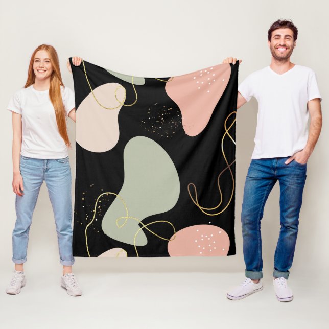 Couverture Polaire Motif de formes organiques géométriques Boho Abstr (En situation)