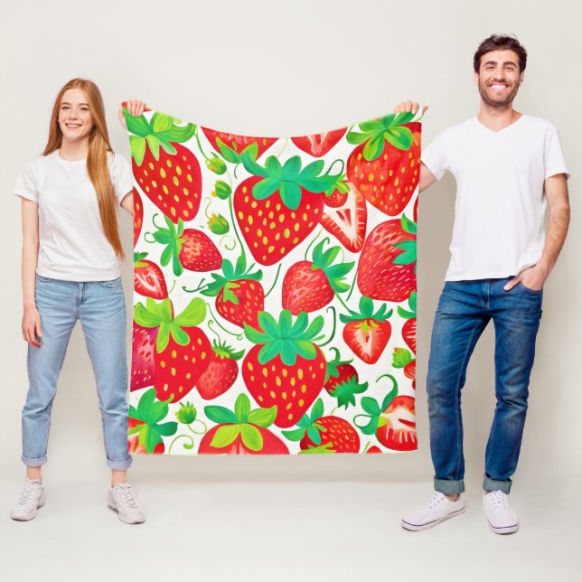 Couverture Polaire Motif de fraises (En situation)