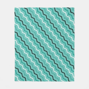 Couverture Polaire Motif de géométrie en bande diagonale ZigZag Turqu