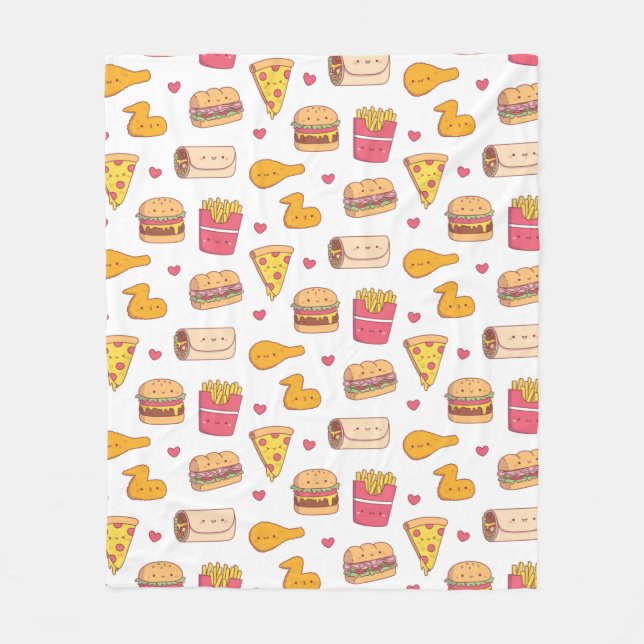 Couverture Polaire Motif de gribouillages de fast-food mignons (Devant)