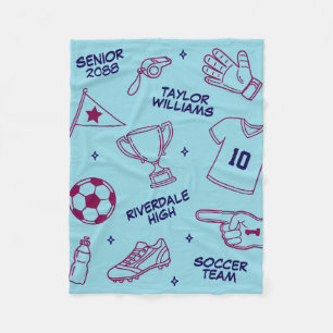 Couverture Polaire Motif de gribouillis de football Texte personnalis