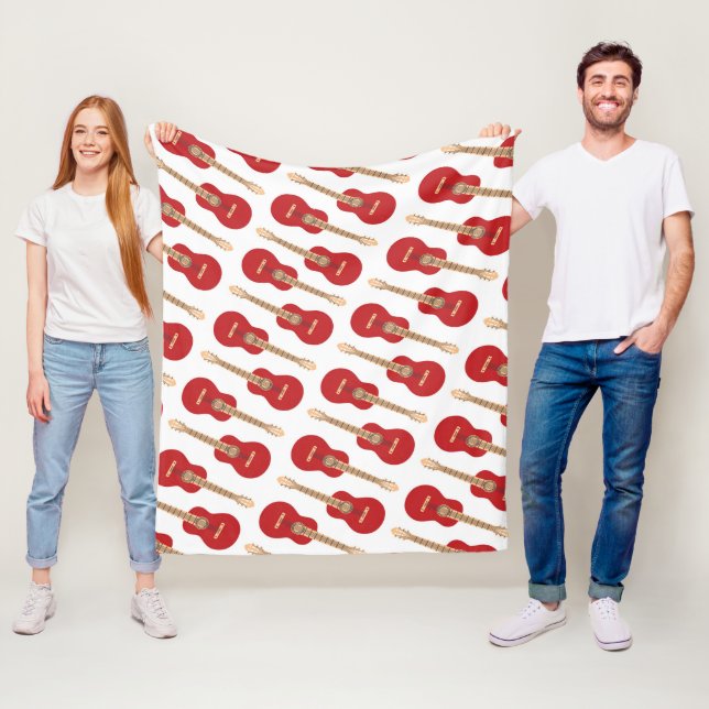 Couverture Polaire Motif de guitare rouge (En situation)