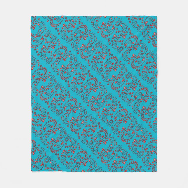 Couverture Polaire Motif de henné de fleur de lis d'Indien (Devant)