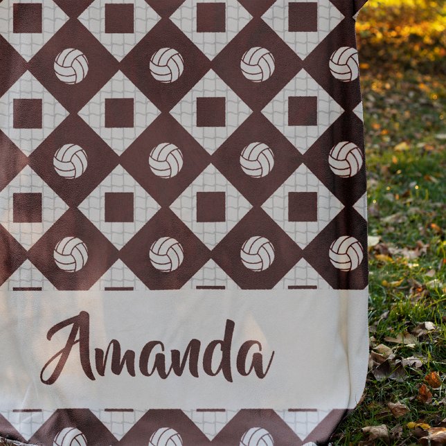 Couverture Polaire Motif de Jacquard de volley-ball Maroon (Créateur téléchargé)