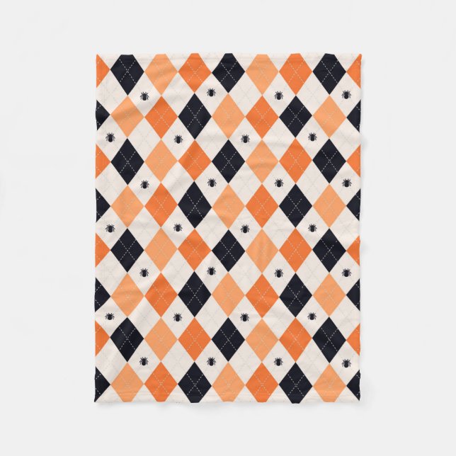 Couverture Polaire Motif de Jacquard d'Halloween Orange et Black Spid (Devant)