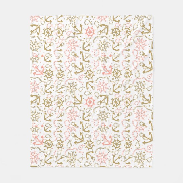 Couverture Polaire Motif de la Ancre d'or (Devant)