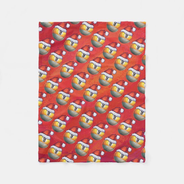 Couverture Polaire Motif de la boule Santa Hat Nine sur rouge (Devant)