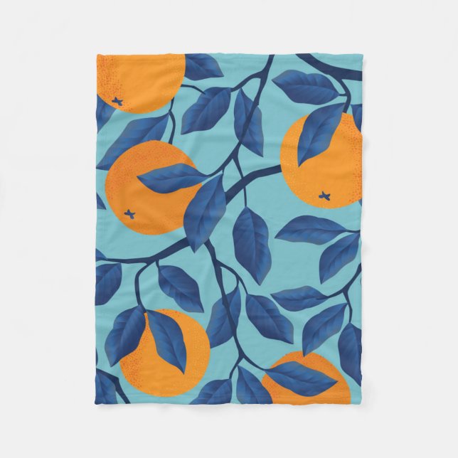 Couverture Polaire Motif de la branche orange bleue (Devant)