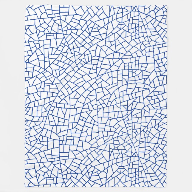 Couverture Polaire Motif de la créature - bleu marine sur blanc (Devant)