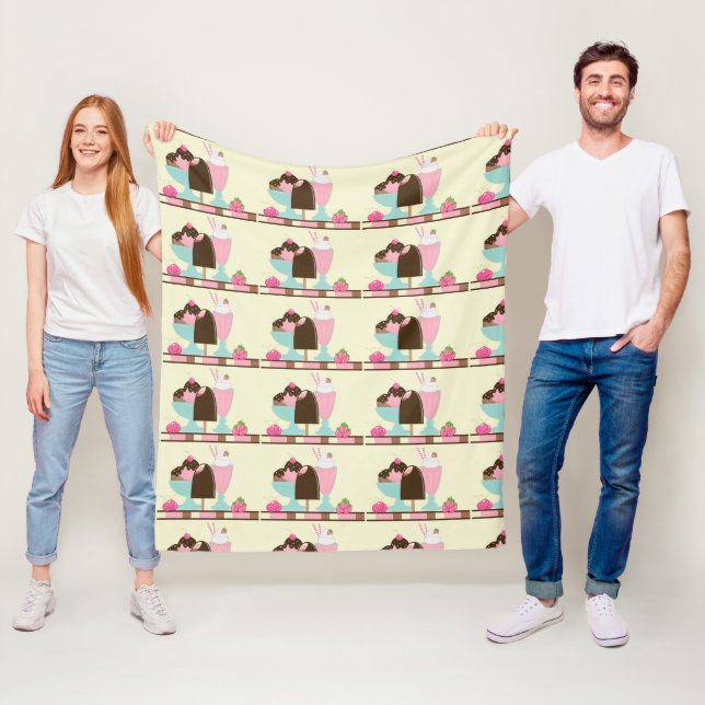 Couverture Polaire Motif de la crème glacée douce (En situation)